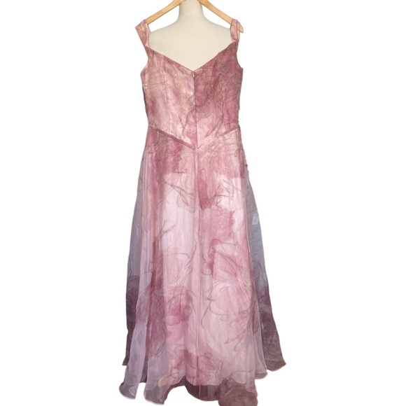 Rene Ruiz Off The Shoulder Draped Organza Gown Rose Gold NWT 18 - Picture 5 of 16